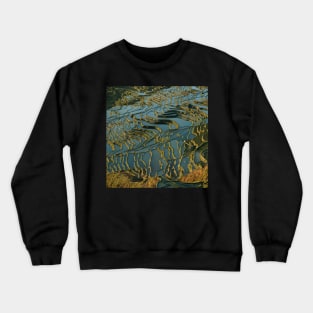 Rice fields landscape, water and soil Crewneck Sweatshirt